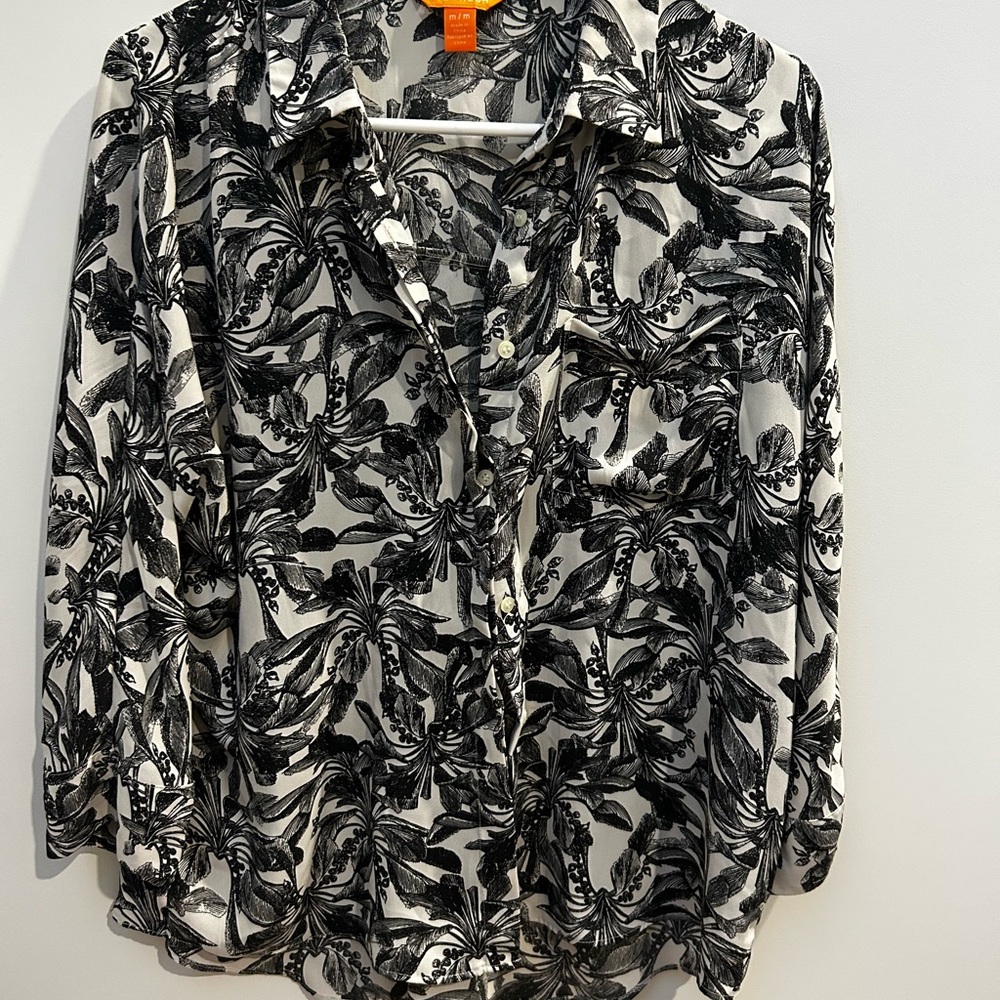 Joe Fresh Black and White Graphic Button Down Shirt